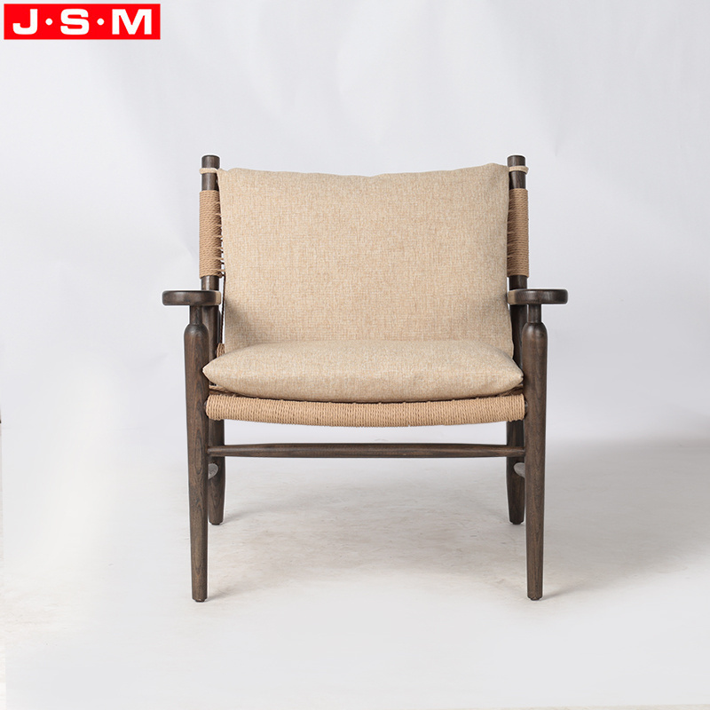 Modern Living Room Furniture Ash Wood Chair Paper String Woven Back Seat Solid Wood Armrest Reading Chair For Home