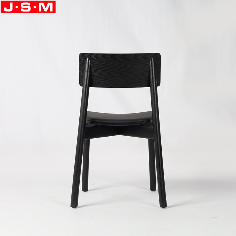 Black Veneer Back Restaurant Cushion Seat Wooden Dining Chair For Dining Room