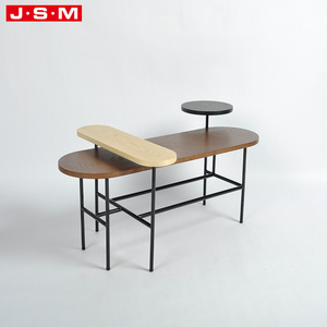 Hot Sale Cafe Lounge Veneer Table Top Metal Base Black Living Room Outdoor Tea Coffee Table