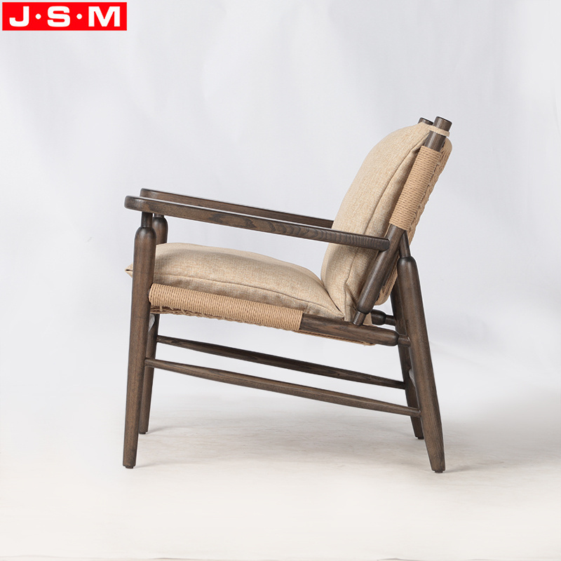 Modern Living Room Furniture Ash Wood Chair Paper String Woven Back Seat Solid Wood Armrest Reading Chair For Home