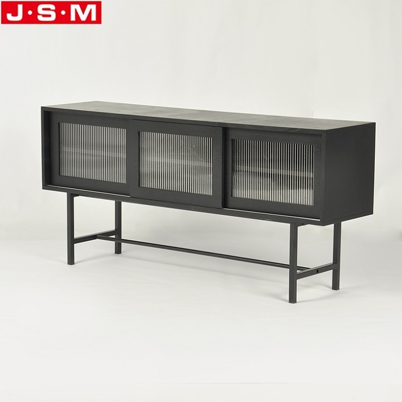 Hot Sale Metal Base Tempered Glass Decoration Living Room TV Cabinet With Sliding Door