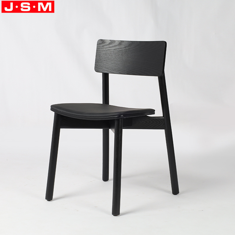 Black Veneer Back Restaurant Cushion Seat Wooden Dining Chair For Dining Room