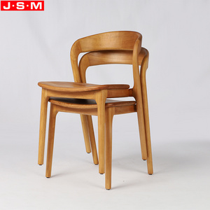 High Quality Stackable Living Room Restaurant Teak Wooden Seat Dining Chairs For Outdoor