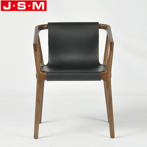 European Outdoor Wooden Black Leather Back Dining Chair For Dining Room