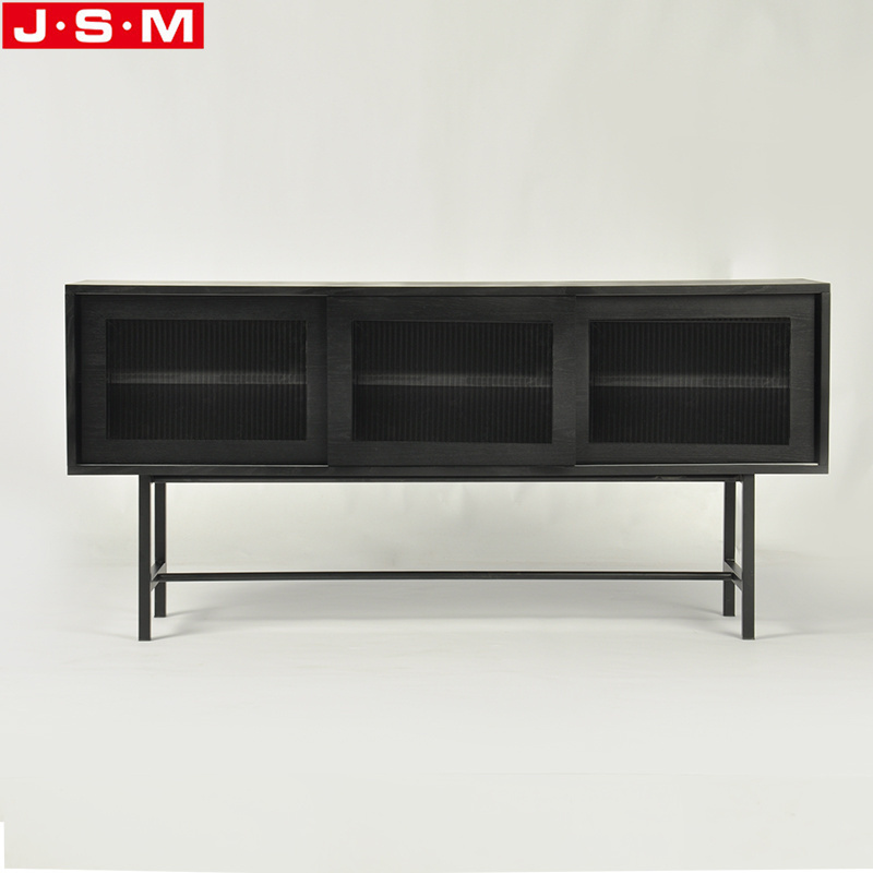 Hot Sale Metal Base Tempered Glass Decoration Living Room TV Cabinet With Sliding Door