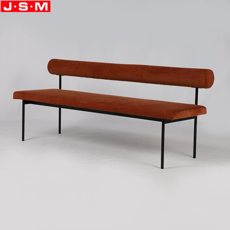 Modern L Shape Long Chair Livingroom Wooden Frame Metal Legs Bench Chairs