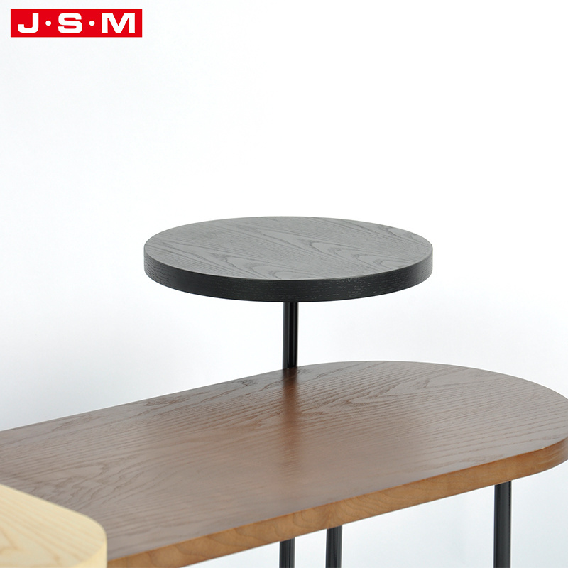 Hot Sale Cafe Lounge Veneer Table Top Metal Base Black Living Room Outdoor Tea Coffee Table