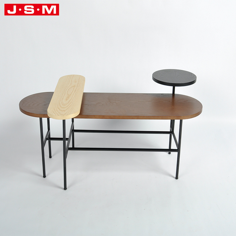 Hot Sale Cafe Lounge Veneer Table Top Metal Base Black Living Room Outdoor Tea Coffee Table