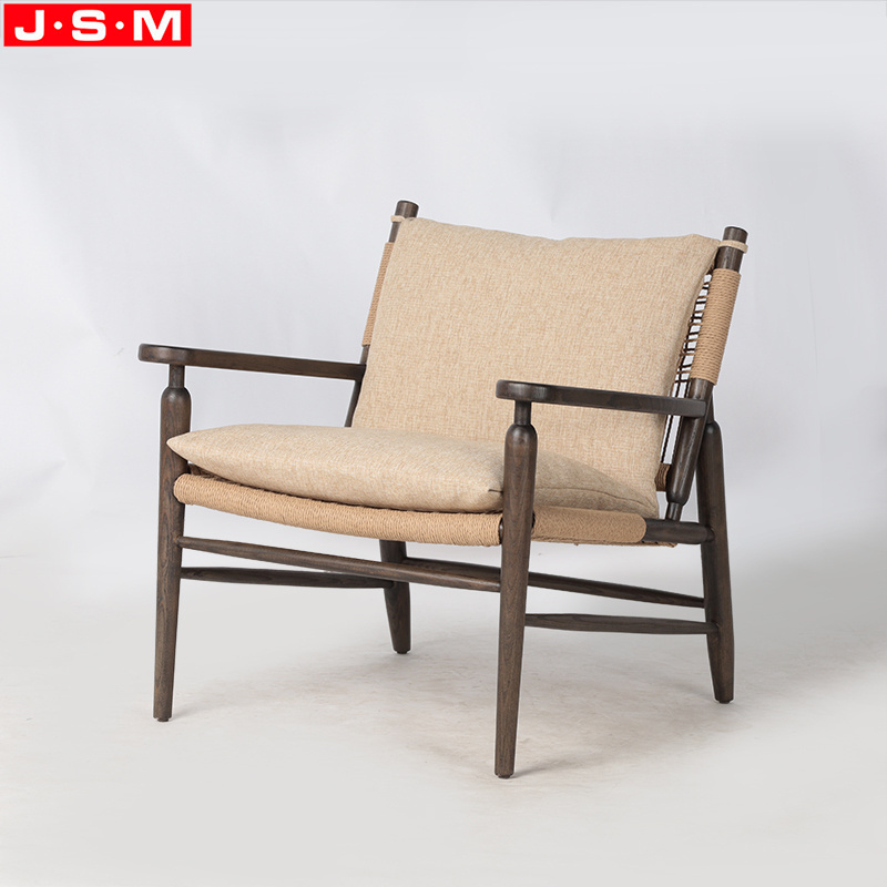 Modern Living Room Furniture Ash Wood Chair Paper String Woven Back Seat Solid Wood Armrest Reading Chair For Home