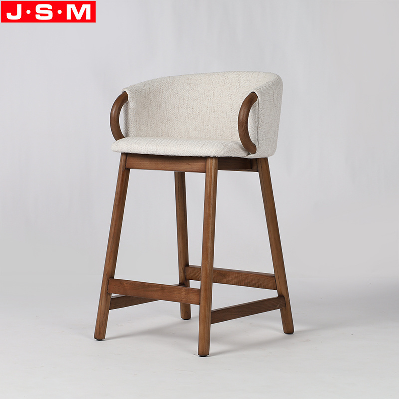 High Quality Breakfast Bar Stools Upholstered Fabric Seat Backrest Counter Kitchen Bar Chairs