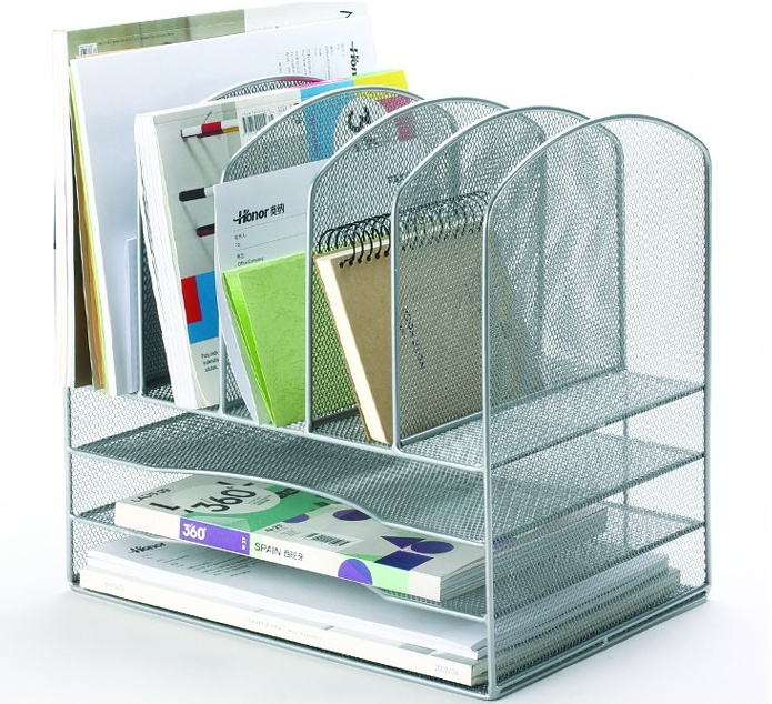 Metal Mesh Office Desk Organizer, File Hoder, Paper Organizer