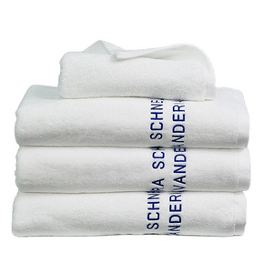 Luxury high quality Turkish cotton pure white Embroidered logo hotel bath towel set custom super soft big bath towel