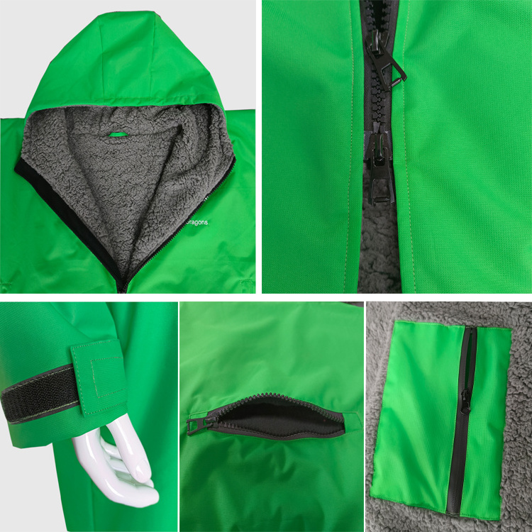 swim parka coats custom fleece lined windproof surf swim parka robe waterproof surf poncho robe/swim parka