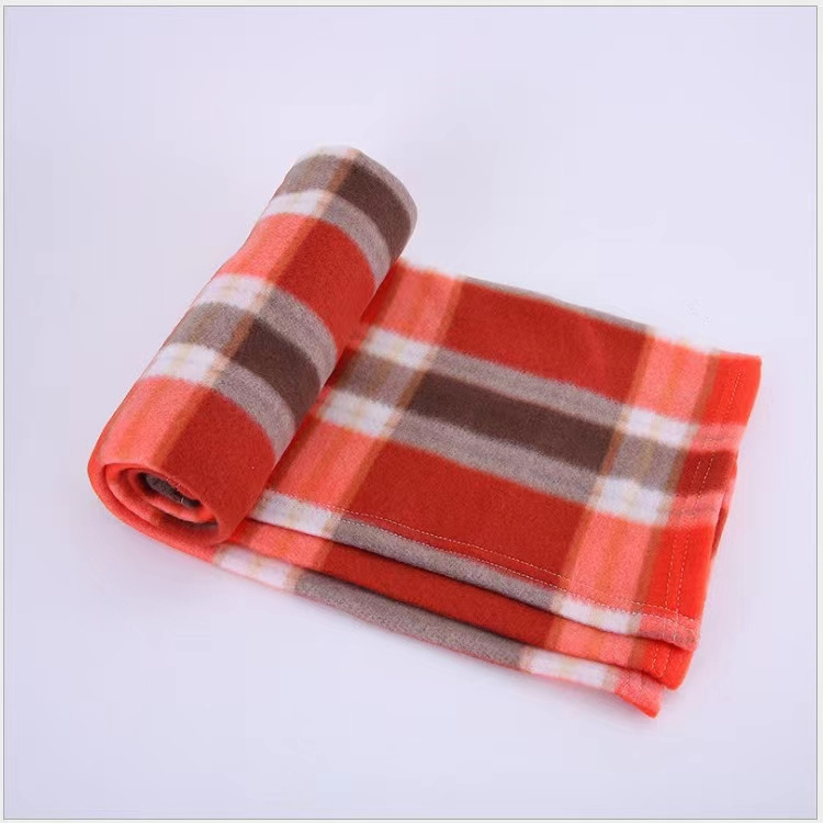 Custom Polyester Plaid Throw Blanket Printed Polar Fleece Blanket For Sofa