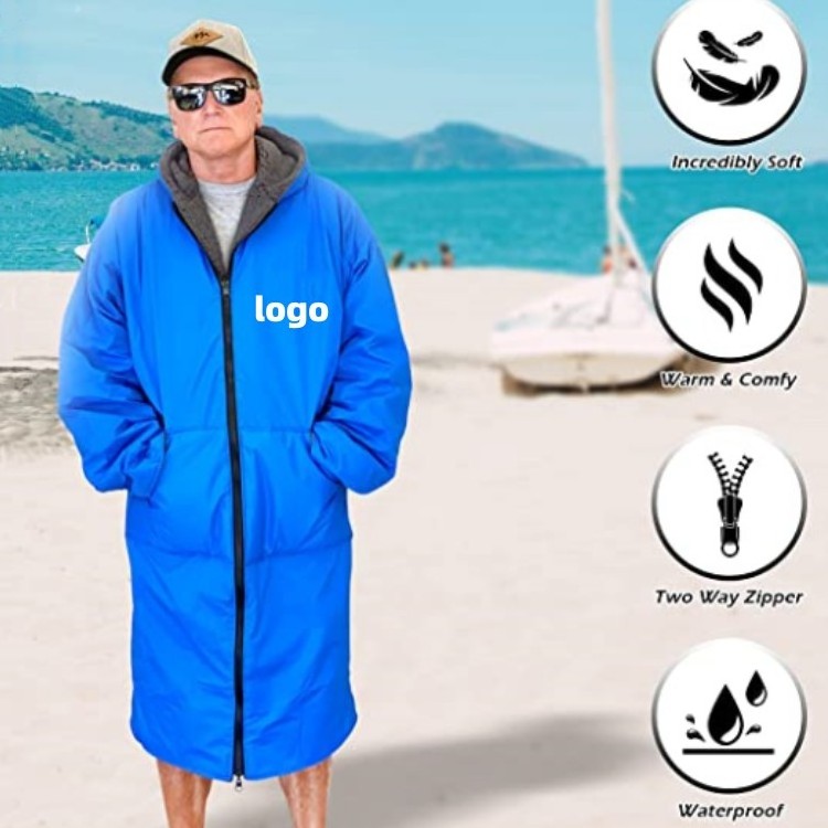 Waterproof Changing Robe Windproof Swim Parka Robe Oversize Surf Poncho Hooded Jacket Swim Parka Coat