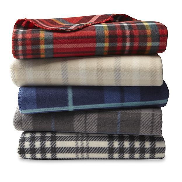 Custom Polyester Plaid Throw Blanket Printed Polar Fleece Blanket For Sofa