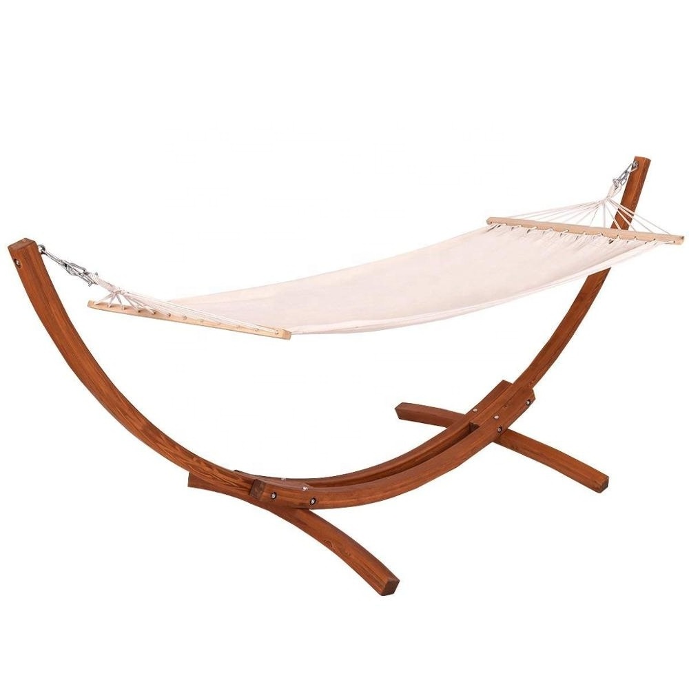 Wooden Arc Hammock Stand 12Ft. teak finish larch wood stand