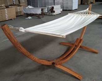 Wooden Arc Hammock Stand 12Ft. teak finish larch wood stand