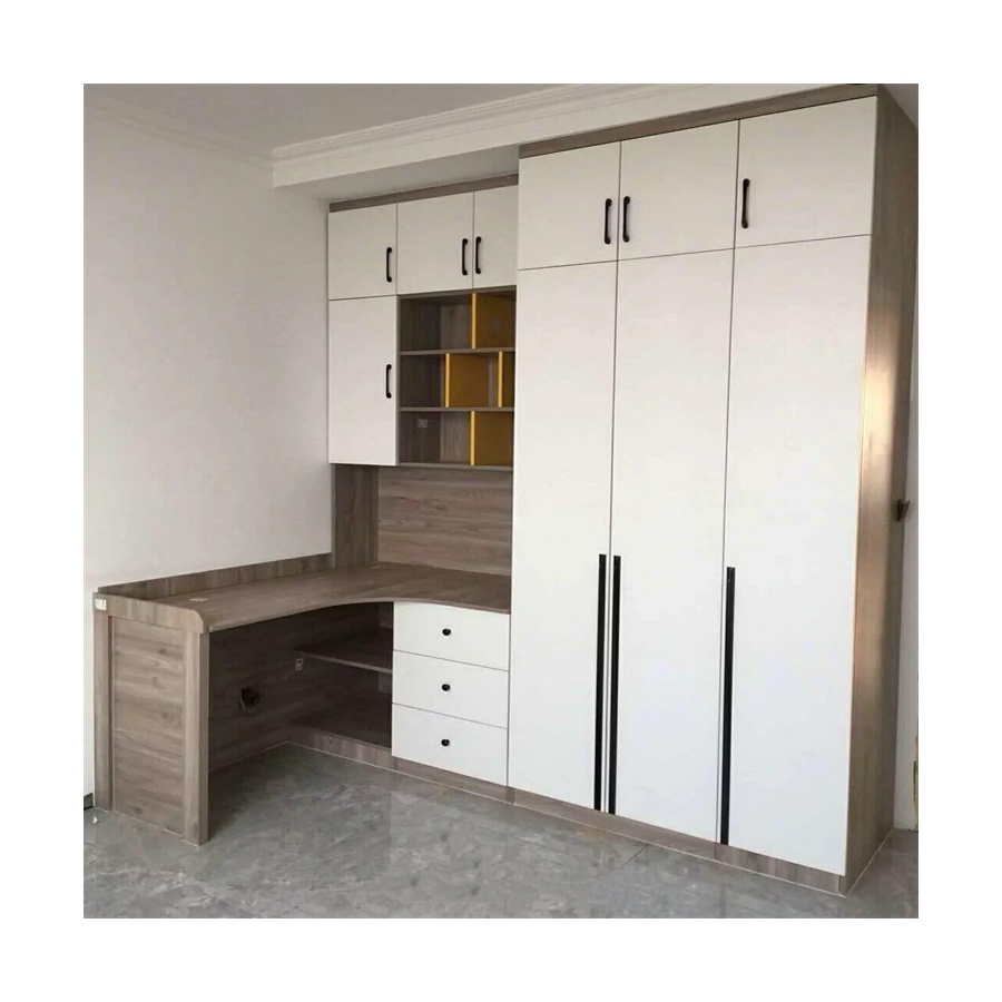 Customized Closet With Sliding Door  2.0M Acrylic Surface Simple Modern Designs Wooden Wardrobe