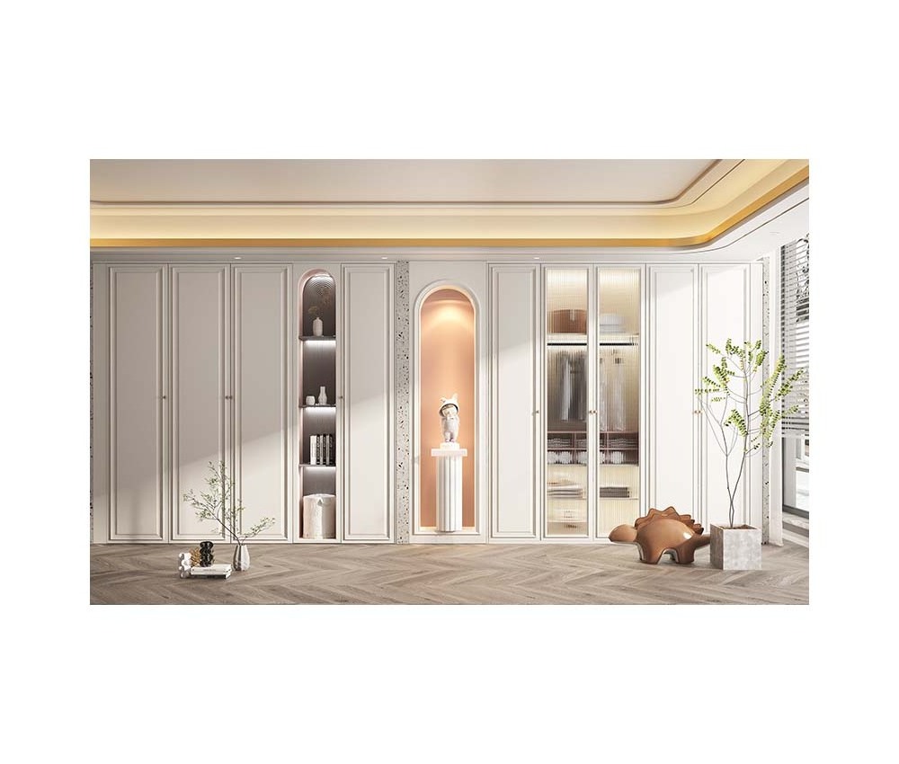 Customized Minimalist Pet U Shaped Walk In Closet Organizers Dressing Room Wardrobe System