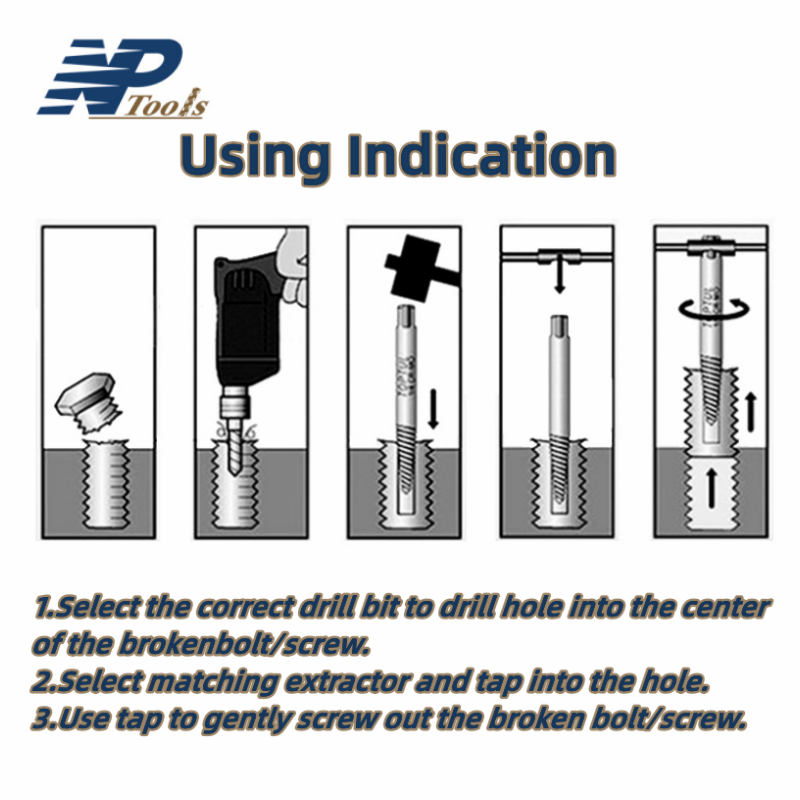 Naipu 1/2 Inch 3/4 Inch Wire Screw Extractor Broken Water Pipe Thread Repair Tap Set High Carbon Steel Remover Tools