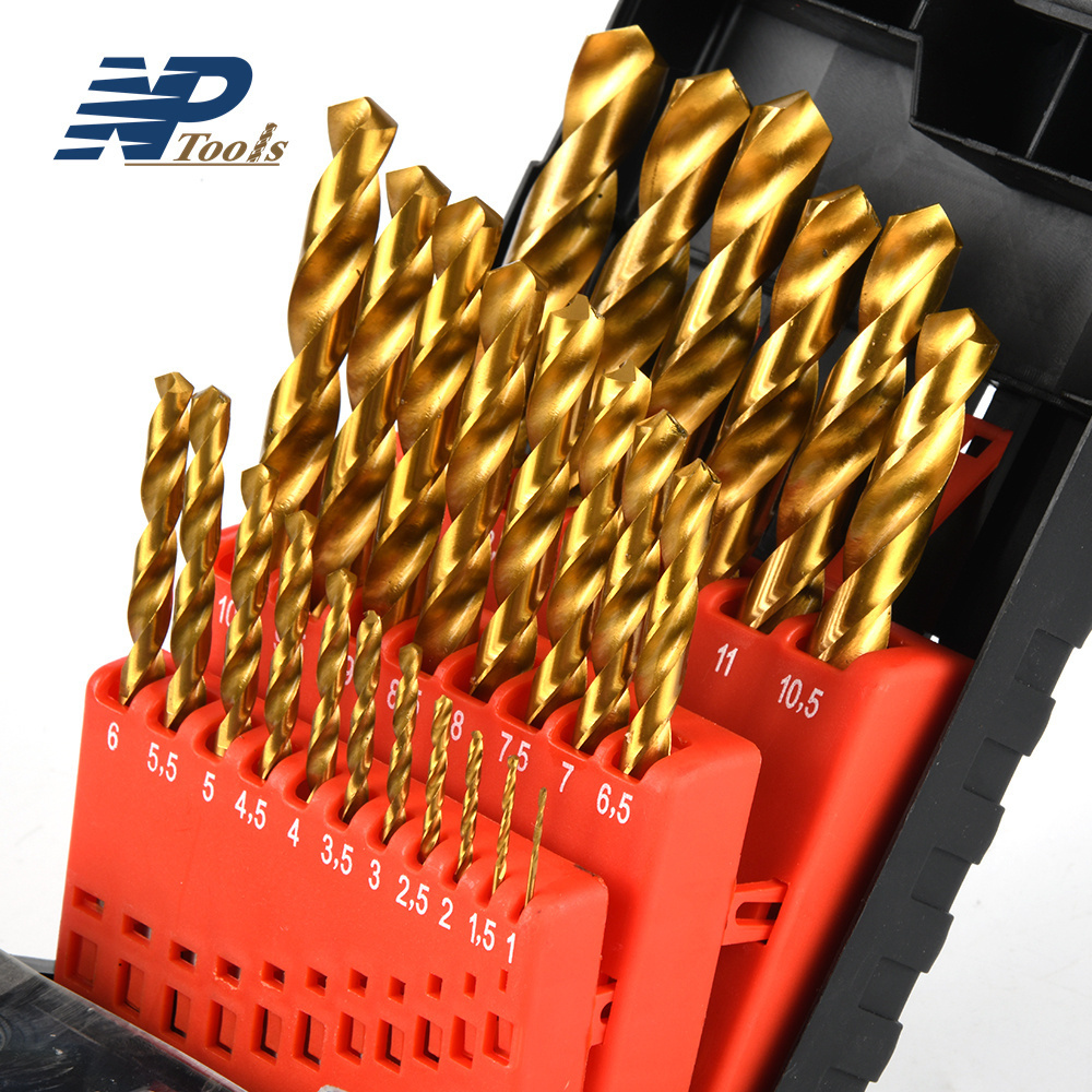 NAIPU 25pcs HSS Straight Shank M35 Cobalt Hss Drill Bits Set For Hardened Metal Stainless Steel Drilling