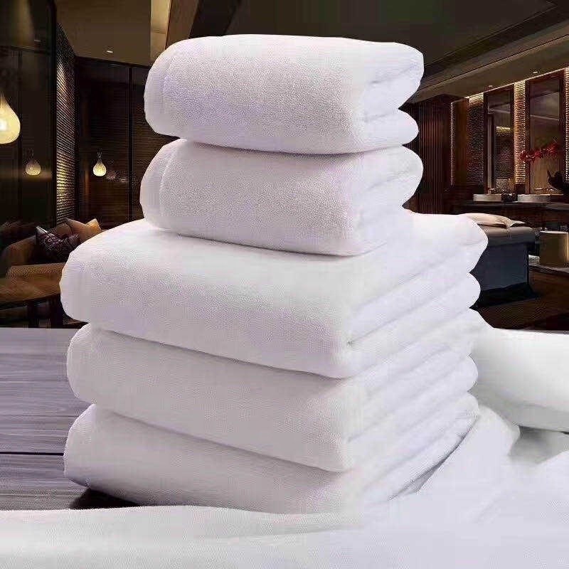 5 star hotel towels white custom logo bathroom cotton face hand bath hotel embroidered towel set