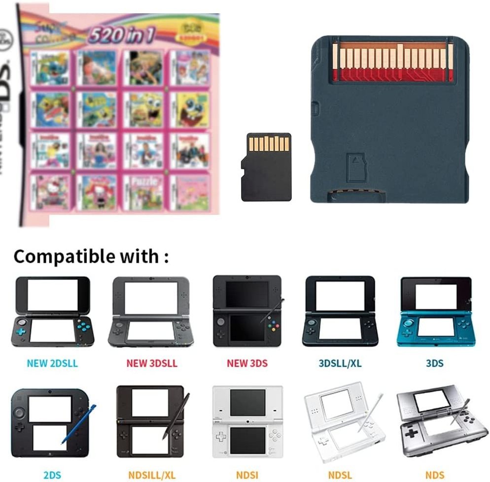 520 in 1 for ds Video Game Cartridge Console Card Compilation All In 1 for Nintendo ds 3DS 2DS