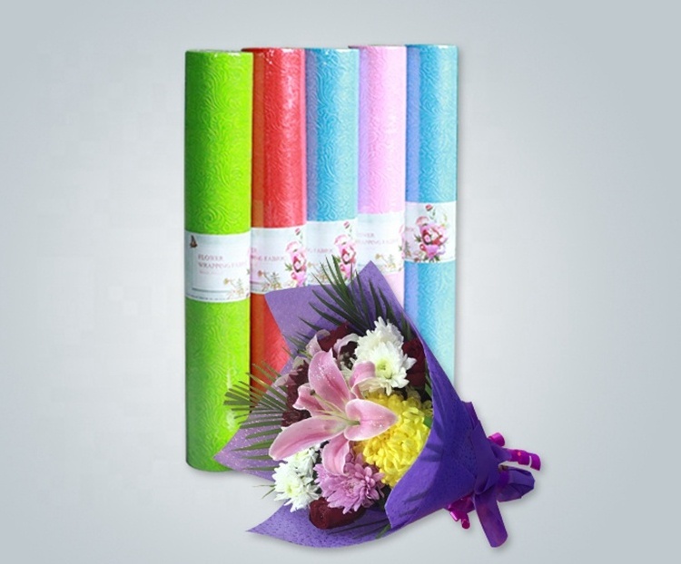 Embossed non woven pp spun-bond fabric disposable pp non woven fabric flower wrapping gift packaging