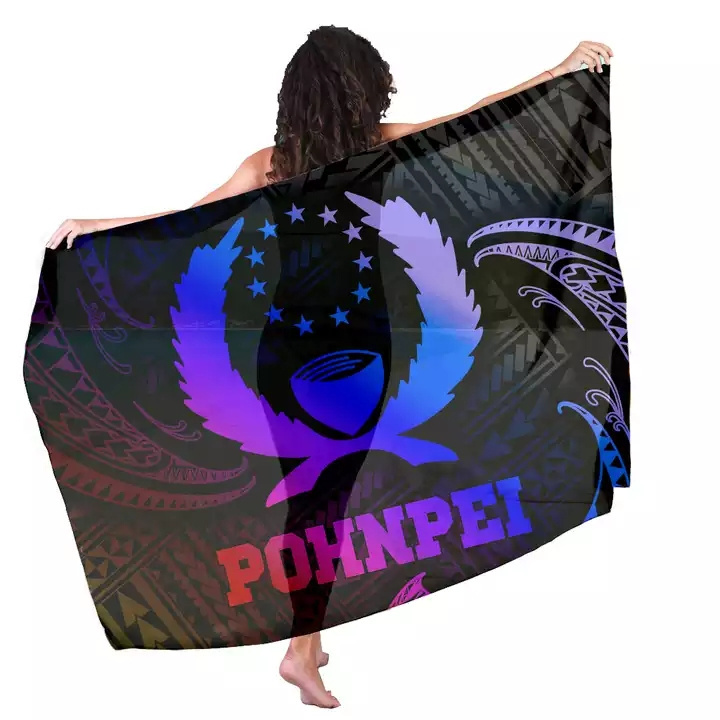 JSN Hawaii Pohnpei Sarong Customized Printed Sarongs Summer Cover up Beach Sarong Pareo Bikini Swimsuit Wrap Swimwear Womens