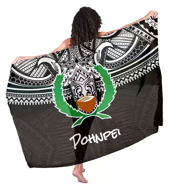 JSN Hawaii Pohnpei Sarong Customized Printed Sarongs Summer Cover up Beach Sarong Pareo Bikini Swimsuit Wrap Swimwear Womens