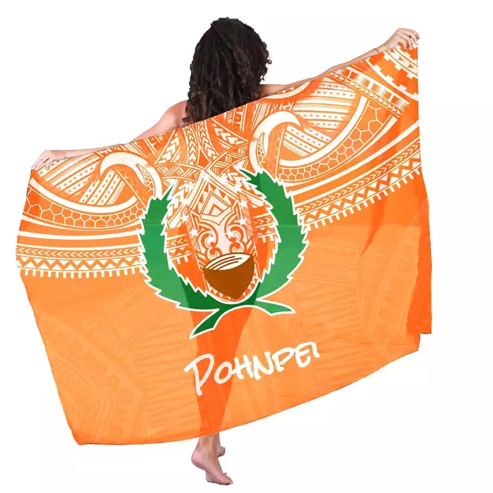 JSN Hawaii Pohnpei Sarong Customized Printed Sarongs Summer Cover up Beach Sarong Pareo Bikini Swimsuit Wrap Swimwear Womens