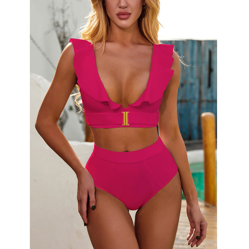 JSN6201OEM wholesale plus size custom high waist ruffle swimwear designers 2022 swimsuit sexy swimwear woman Luxury bikini