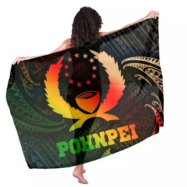 JSN Hawaii Pohnpei Sarong Customized Printed Sarongs Summer Cover up Beach Sarong Pareo Bikini Swimsuit Wrap Swimwear Womens