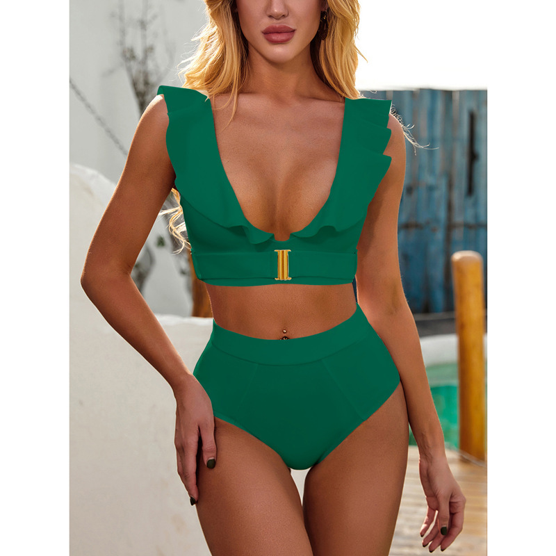 JSN6201OEM wholesale plus size custom high waist ruffle swimwear designers 2022 swimsuit sexy swimwear woman Luxury bikini