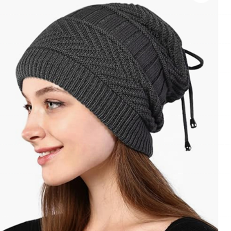 Womens Beanies for Winter Drawstring Ponytail Hats Beanie