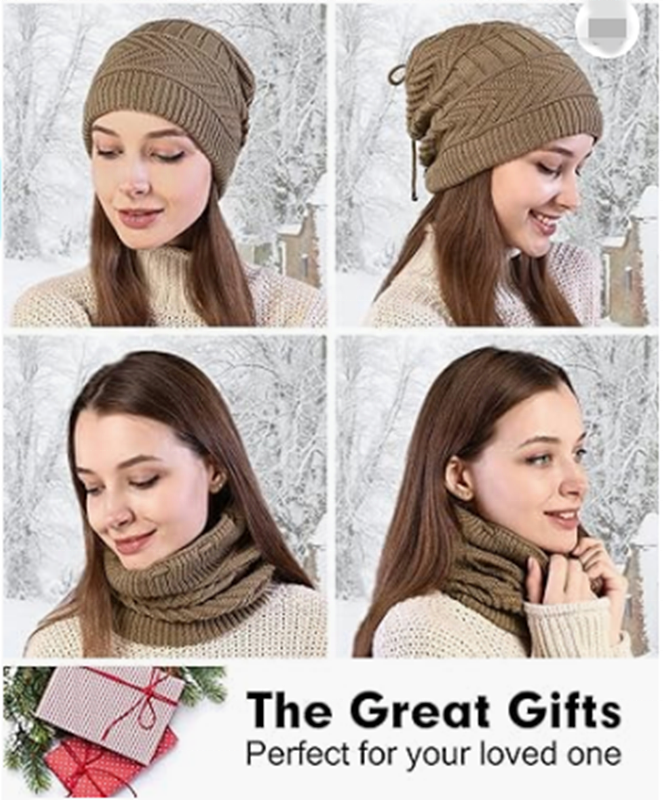 Womens Beanies for Winter Drawstring Ponytail Hats Beanie