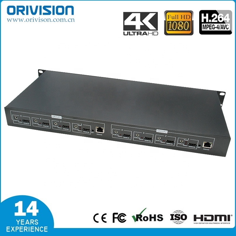 1U Rack H.264 HDMI Enoder MPEG-4 Encoding 4K 30Hz 8 Channel HDMI Encoder