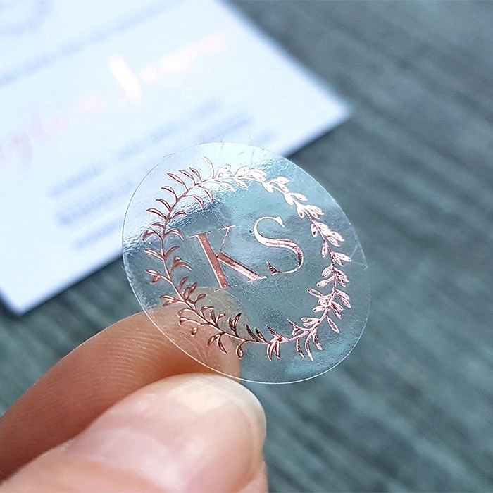 waterproof personalized custom small round adhesive clear pp foil label etiquette transparent printing roll hot stamping sticker