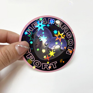 custom waterproof pvc label design cartoon kids printing holographic star holo effect stickers customized