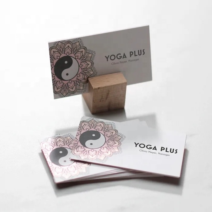 Luxury custom rose gold foil paper business cards , eco friendly double side letterpress printing silver foil name card