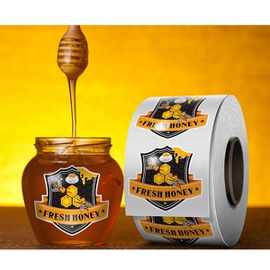 personalised oem customised printing honey jar etiquetas label waterproof adhesive stickers on roll