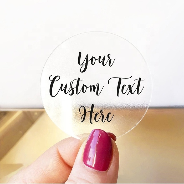 wholesale personalised customised round transparent label clear custom stickers roll logo stickers for packaging