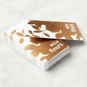 Luxury custom rose gold foil paper business cards , eco friendly double side letterpress printing silver foil name card