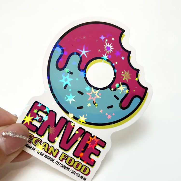 custom self-adhesive die cut personalized logo waterproof holographic star laminate stickers 50 pcs