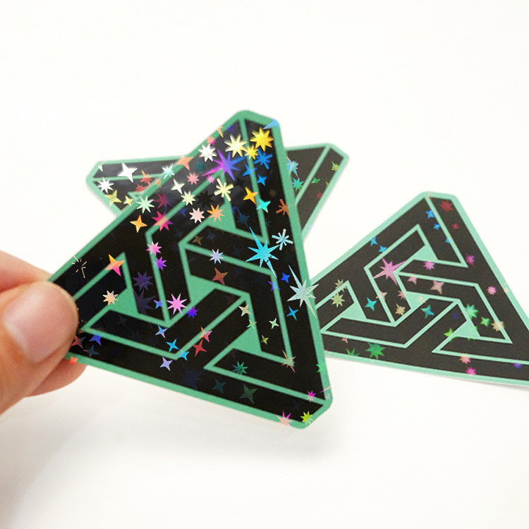 custom cute adhesive waterproof vinyl pvc die cut stickers logo label printing stickers with star holo effect