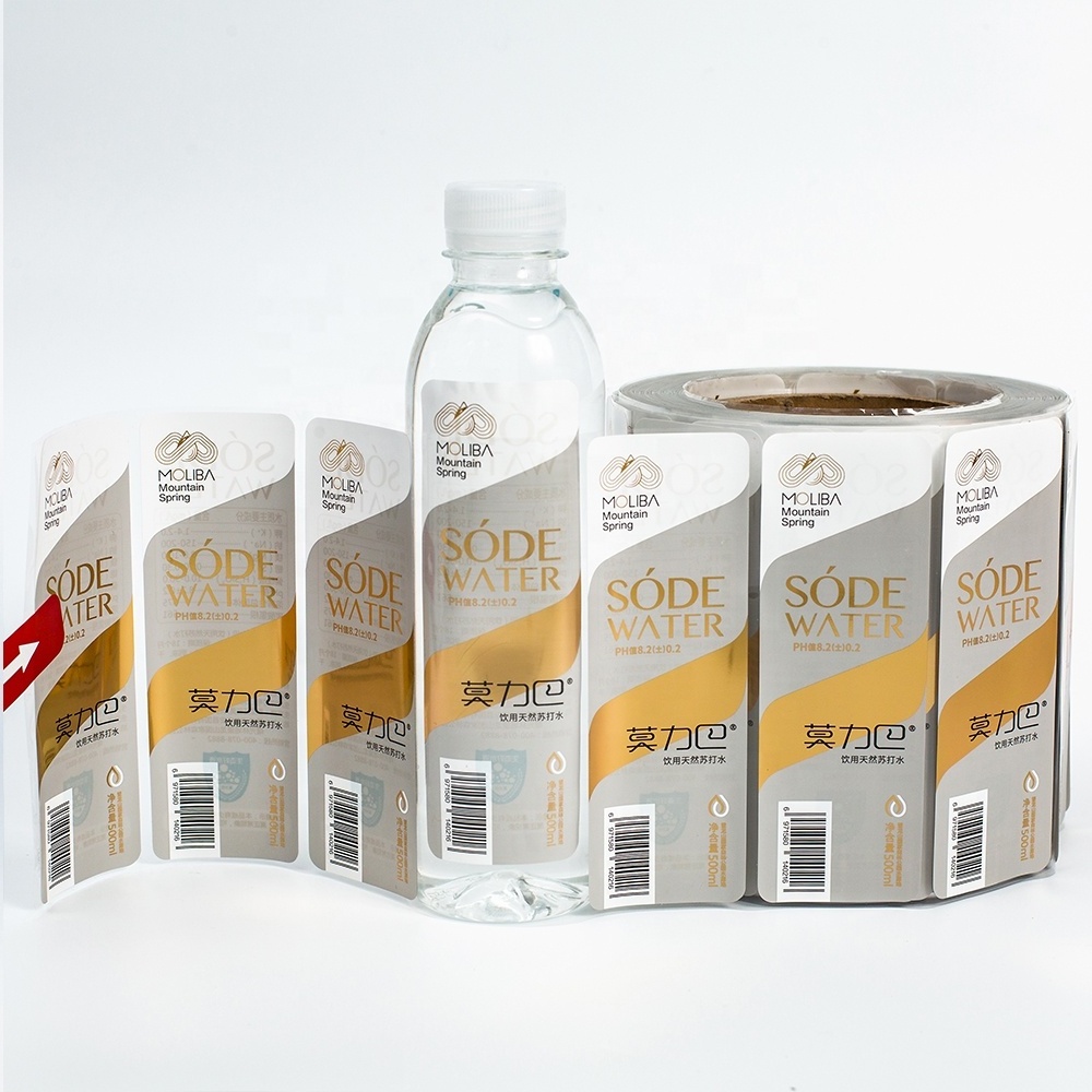 custom transparent hot stamping sticker double sided printing label for water bottles