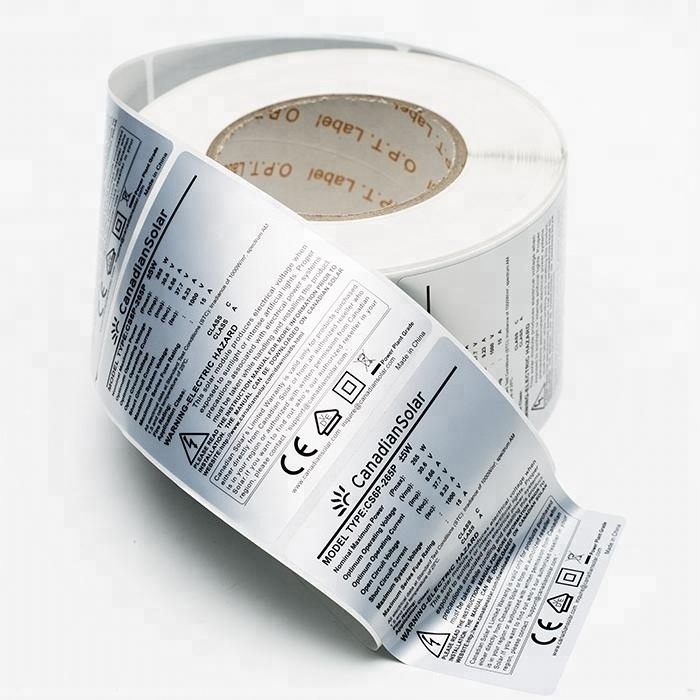 customized metallic sticker printing product labels for solar system