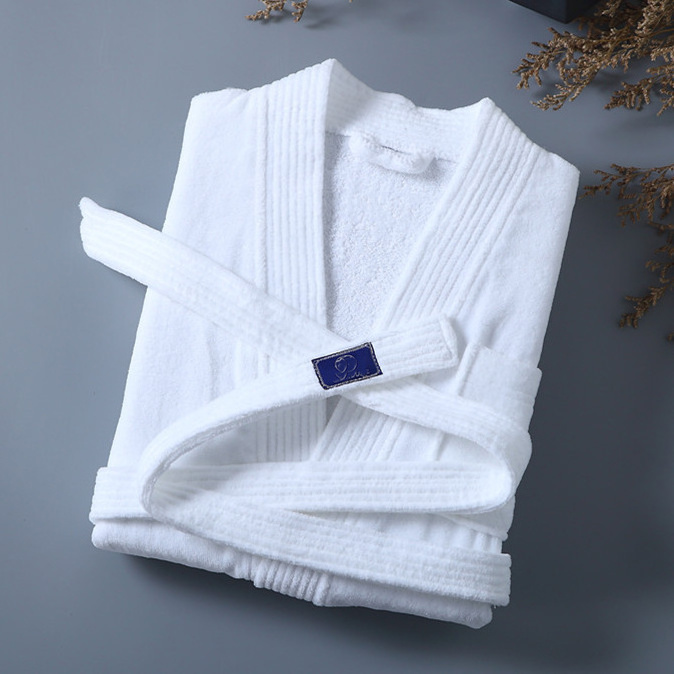 Custom Size White Shawl Collar 100% Cotton 5 Star Hotel Terry Bathrobe Winter Bathrobe