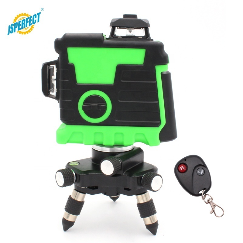 JSPERFECT high accuracy rotating 360 self-leveling nivel lazer 12 lines 3d green beam factory laser level